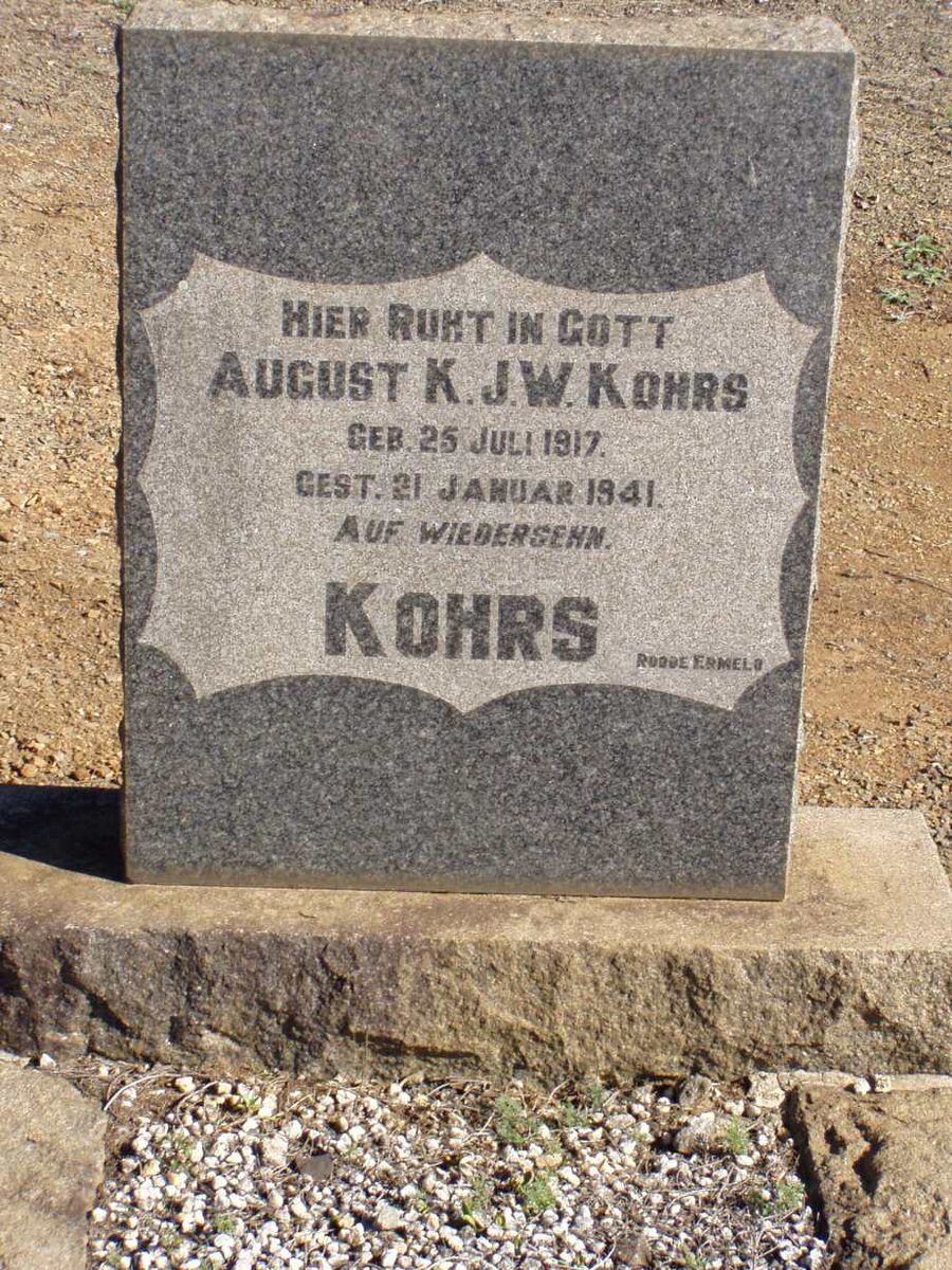KOHRS August K.J.W. 1917-1941