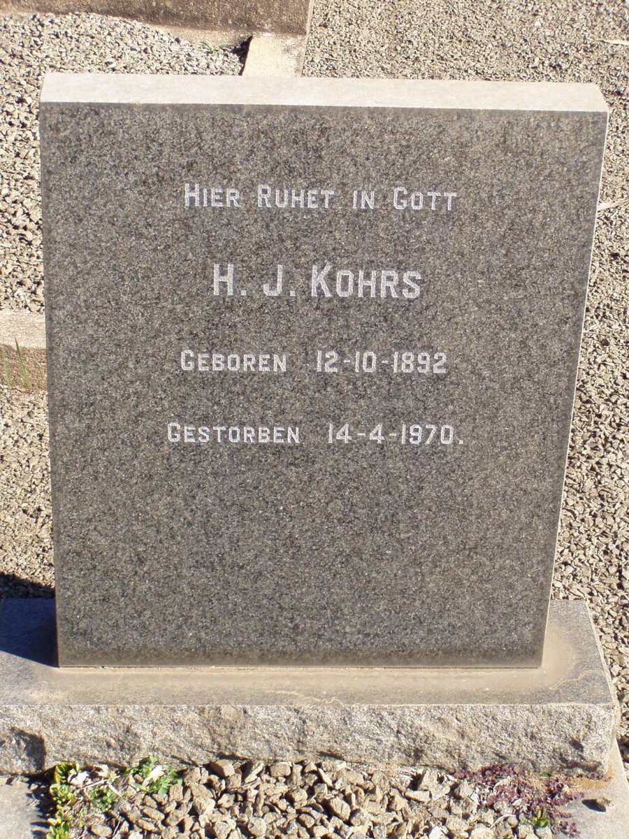 KOHRS H.J. 1892-1970