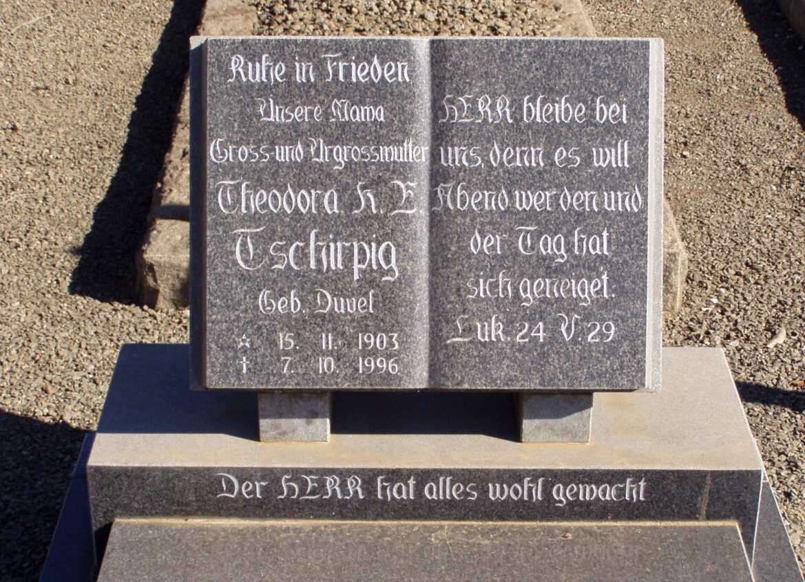 TSCHIRPIG Theodora H.E. nee DUVEL 1903-1996