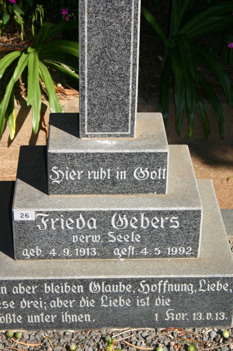 GEBERS Frieda nee SEELE 1913-1992