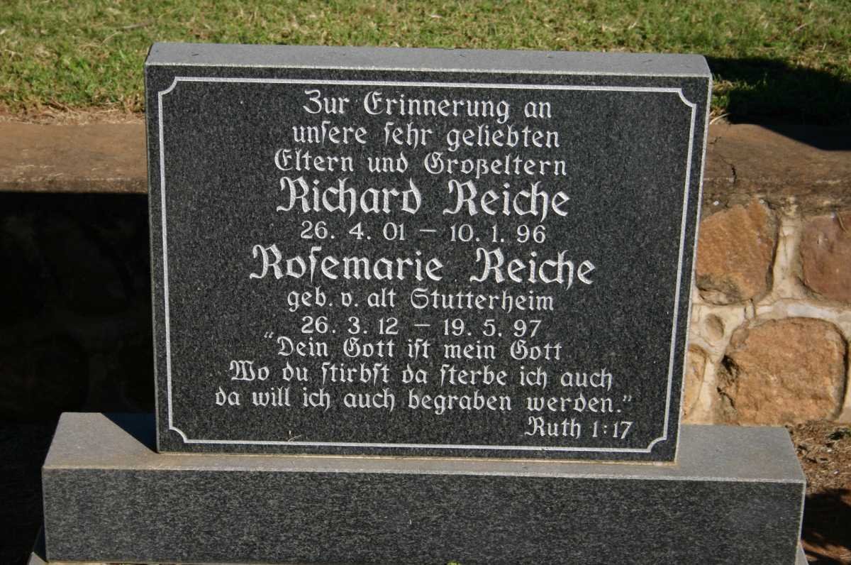 REICHE Richard 1901-1996 &amp; Rosemarie GUTTERHEIM 1912-1997
