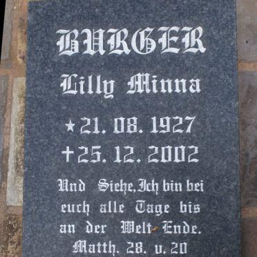 BURGER Lilly Minna 1927-2002