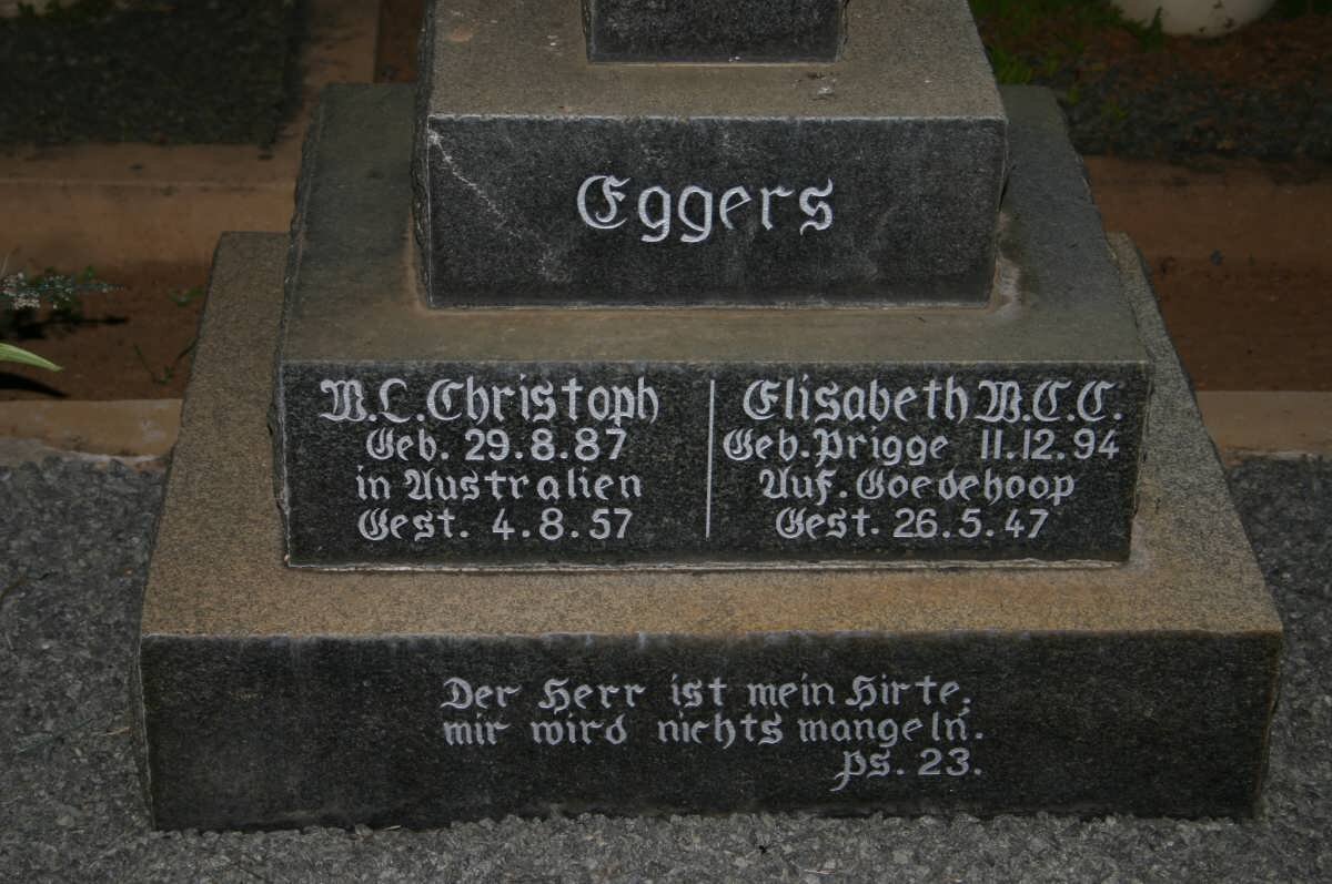 EGGERS W.L. Christoph 1887-1957 &amp; Elizabeth W.C.C. PRIGGE 1894-1947 