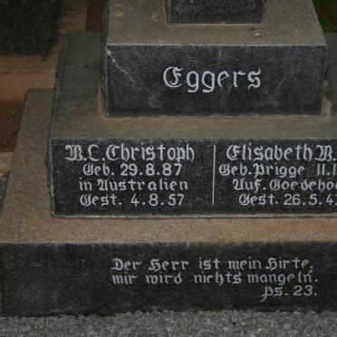 EGGERS W.L. Christoph 1887-1957 &amp; Elizabeth W.C.C. PRIGGE 1894-1947 
