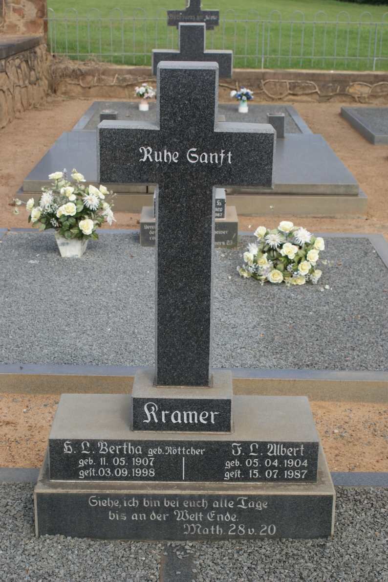 KRAMER F.L. Albert 1904-1987 &amp; H.L. Bertha ROTTCHER 1907-1998