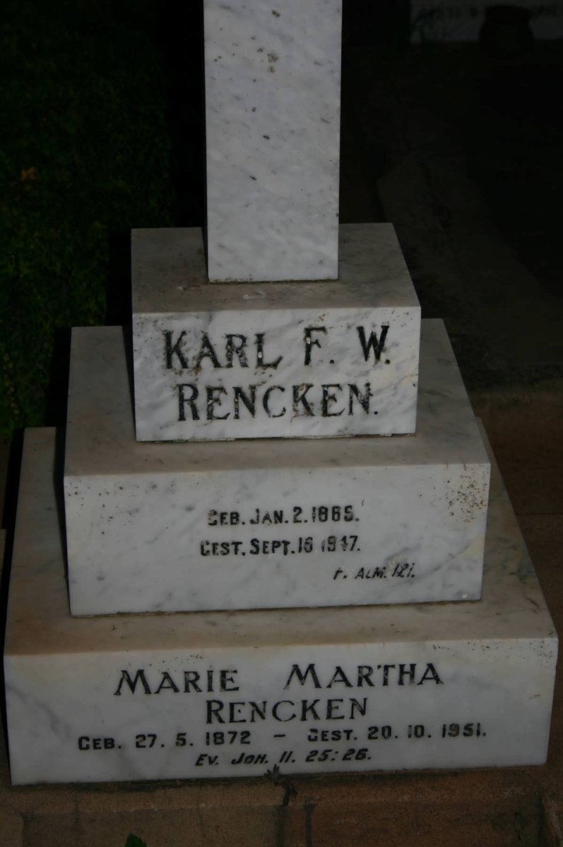 RENCKEN Karl F.W. 1865-1947 &amp; Marie Martha 1872-1951