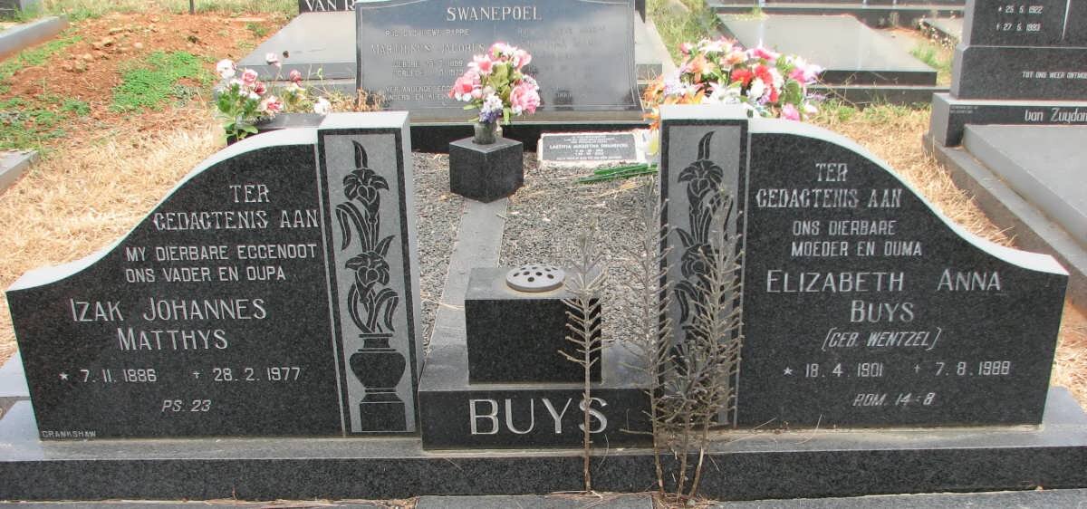 BUYS Izak Johannes Matthys 1886-1977 &amp; Elizabeth Anna WENTZEL 1901-1988