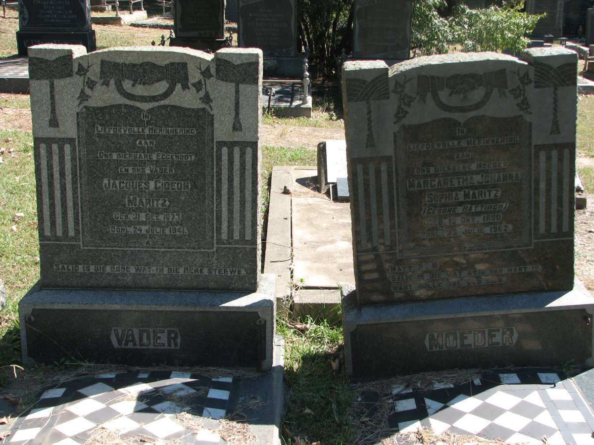 MARITZ Jacques Gideon 1873-1941 &amp; Margaretha Johanna Sophia HATTINGH 1880-1962