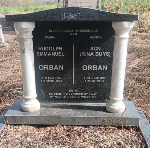 ORBAN Rudolph Emmanuel 1909-2006 & A.C.N. BUYS 1917-2003