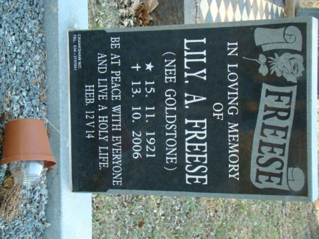 FREESE Lily A. nee GOLDSTONE 1921-2006