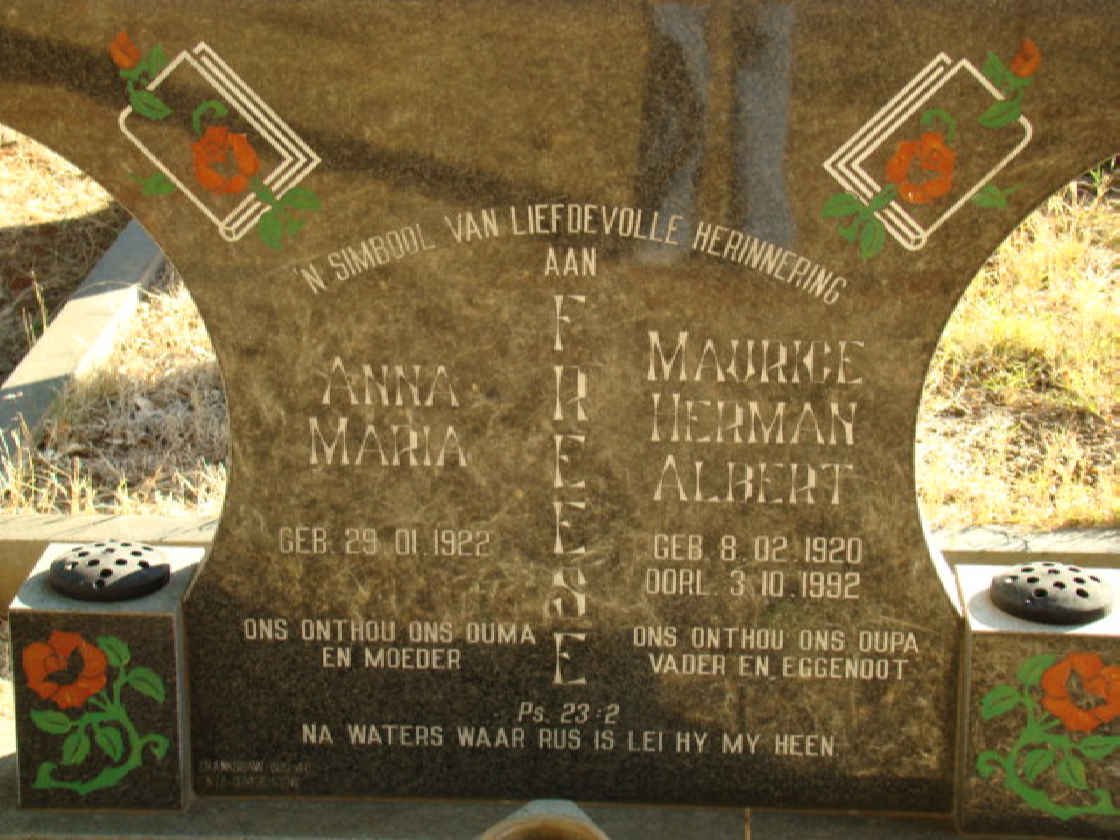 FREESE Maurice Herman Albert 1920-1992 &amp; Anna Maria 1922-