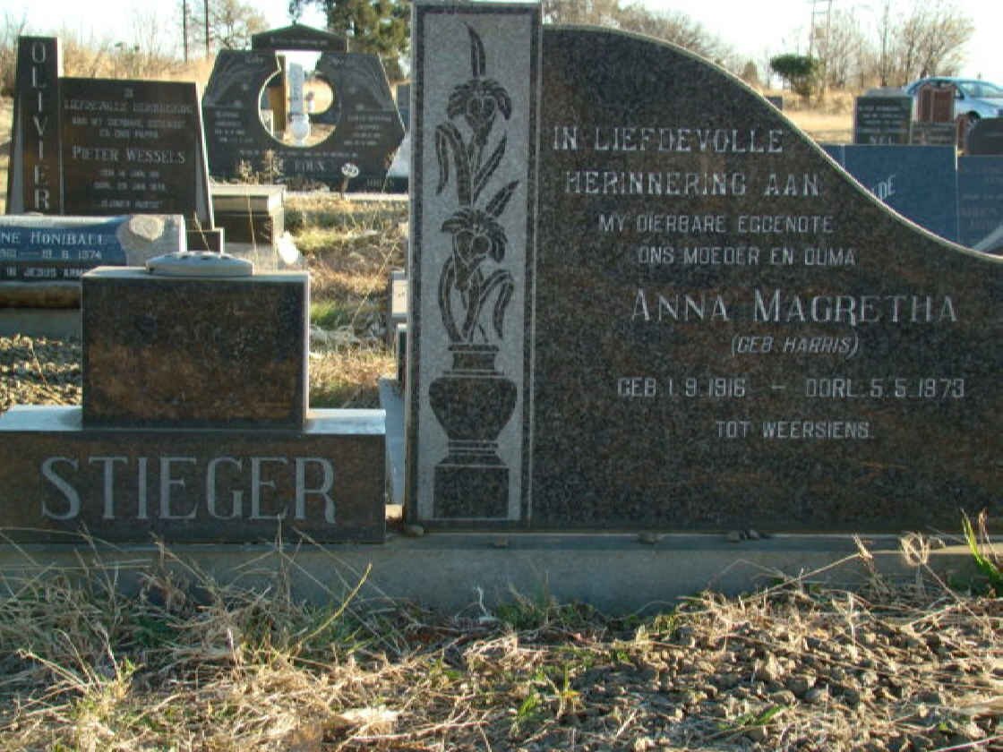 STIEGER Anna Magretha nee HARRIS 1916-1973