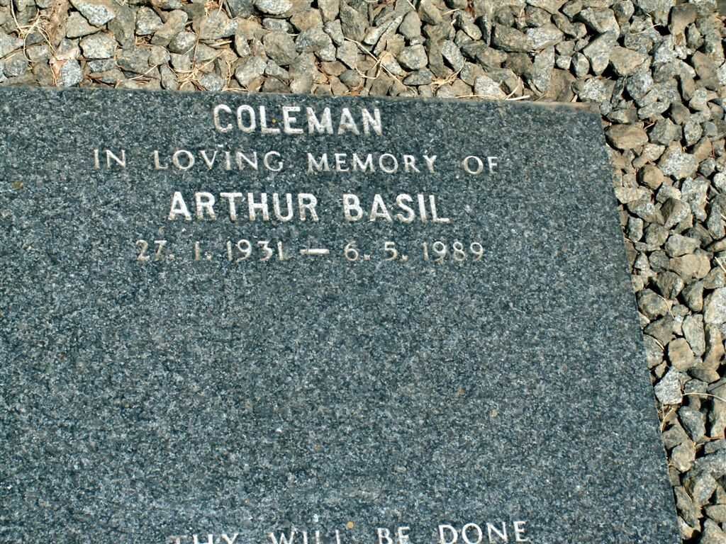 COLEMAN Arthur Basil 1931-1989