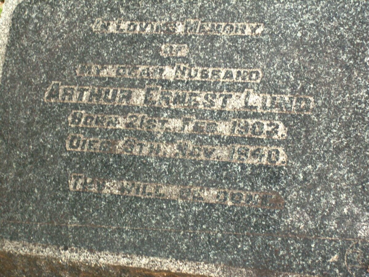 LUND Arthur Ernest 1902-1940