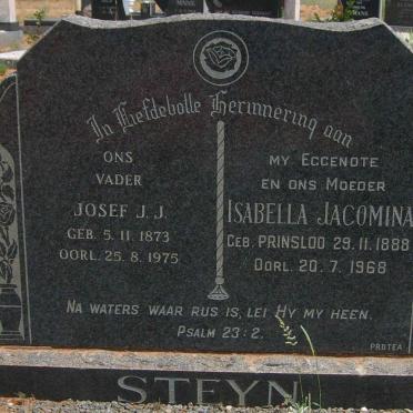 STEYN Josef J.J. 1873-1975 &amp; Isabella Jacomina PRINSLOO 1888-1968