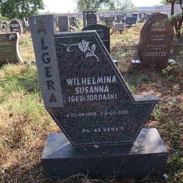 ALGERA Wilhelmina Susanna nee JORDAAN 1908-2001