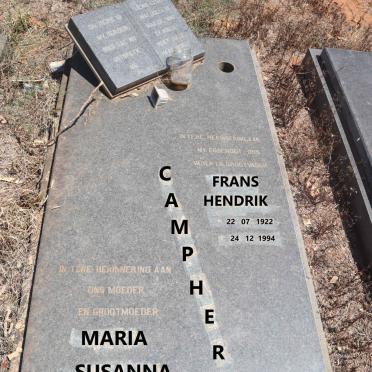 CAMPHER Frans Hendrik 1922-1994 :: CAMPHER Maria Susanna nee DE JAGER 1940-