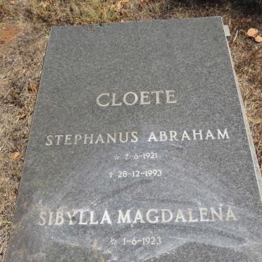CLOETE Stephanus Abraham 1921-1993 & Sibylla Magdalena 1923-