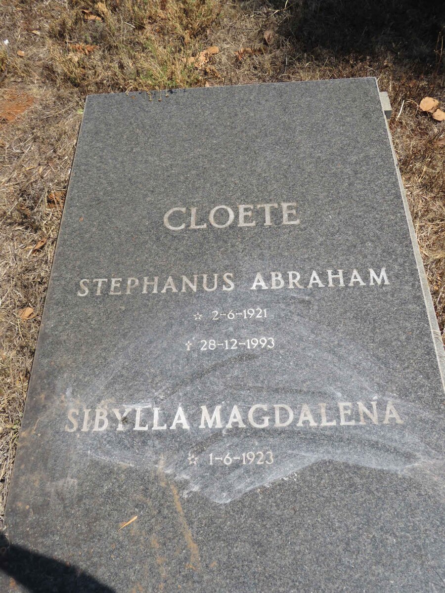 CLOETE Stephanus Abraham 1921-1993 & Sibylla Magdalena 1923-