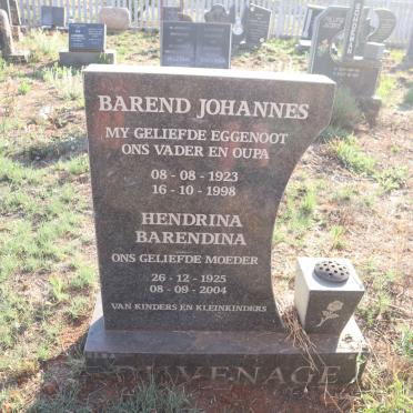 DUVENAGE Barend Johannes 1923-1998 & Hendrina Barendina 1925-2004