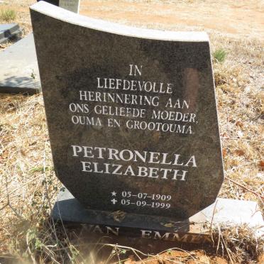 EMMENIS Petronella Elizabeth, van 1909-1999