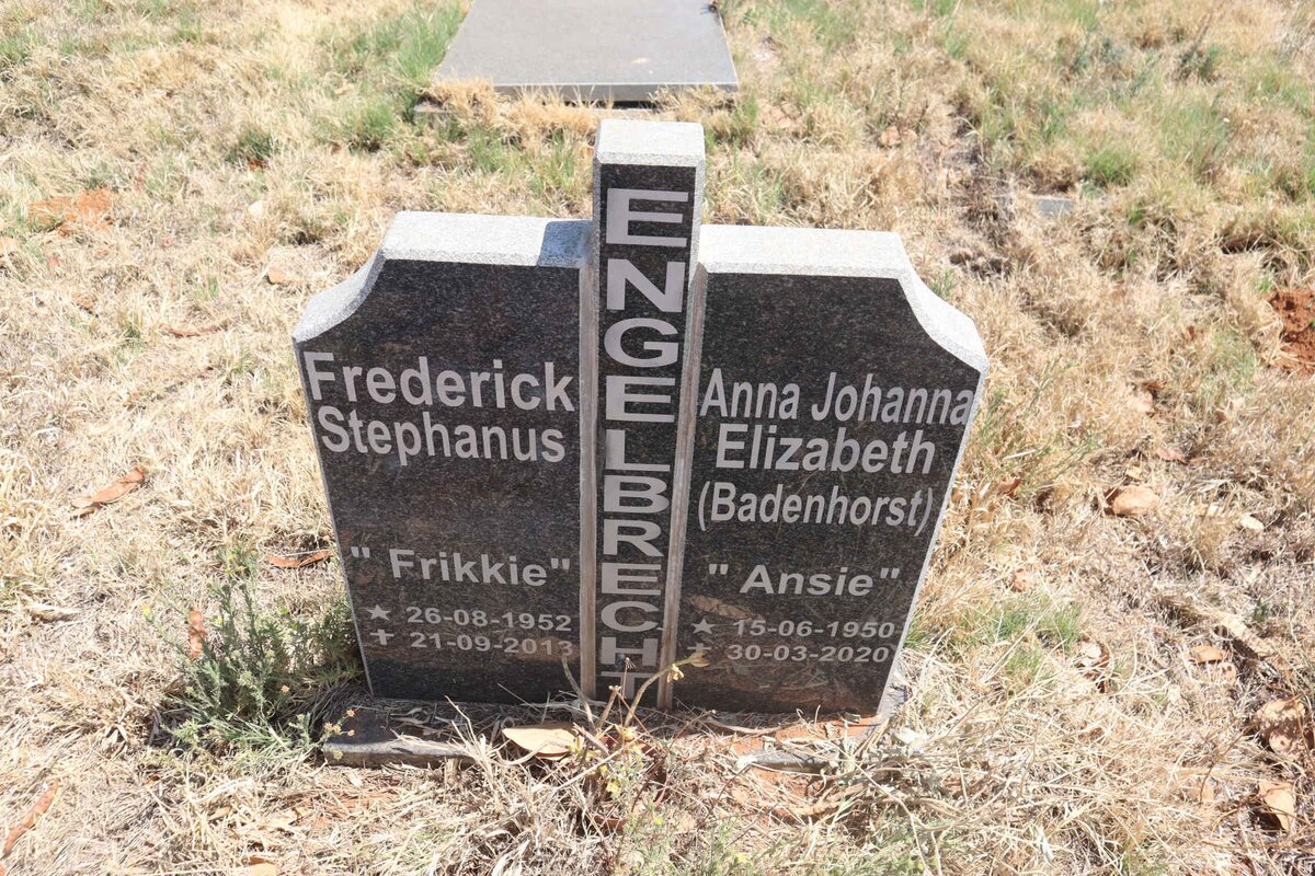 ENGELBRECHT Frederick Stephanus 1952-2013 & Anna Johanna Elizabeth 1950-2020 