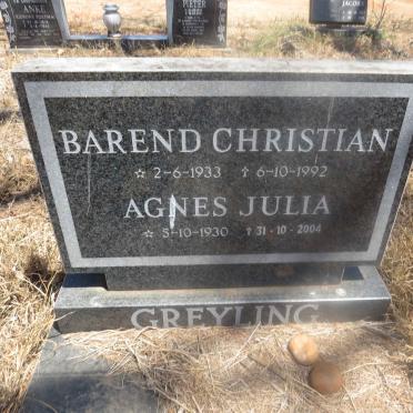GREYLING Barend Christian 1933-1992 & Agnes Julia 1930-2004