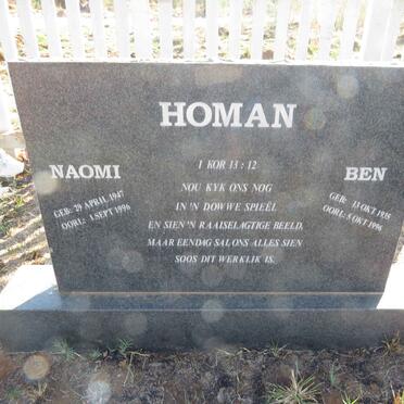 HOMAN Ben 1935-1996 & Naomi 1947-1996