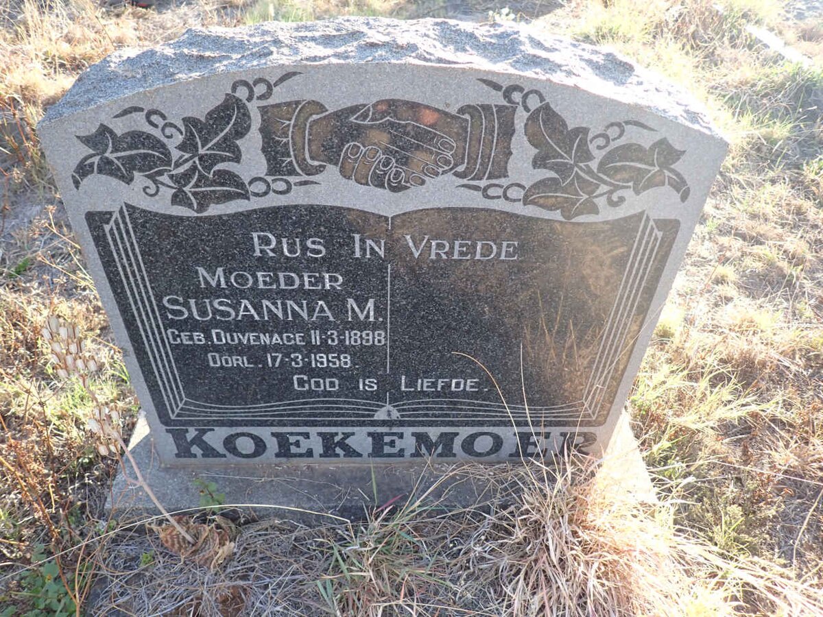 KOEKEMOER Susanna M. nee DUVENAGE 1898-1958