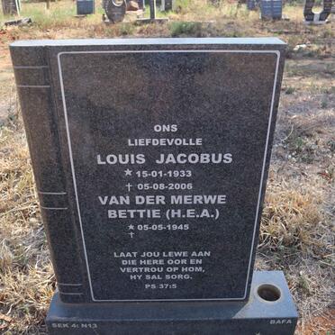MERWE Louis Jacobus, van der 1933-2006 & H.E.A. 1945-