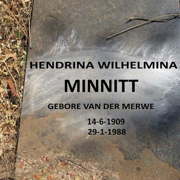 MINNITT Hendrina Wilhelmina nee VAN DER MERWE 1909-1988