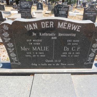 MERWE C.P., van der 1901-1987 & Malie 1902-1984