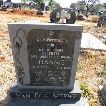 MERWE Hannie, van der 1919-1990