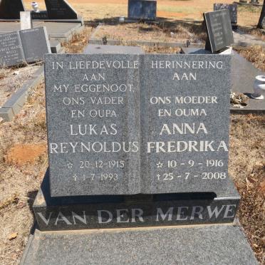 MERWE Lukas Reynoldus, van der 1915-1993 & Anna Fredrika 1916-2008