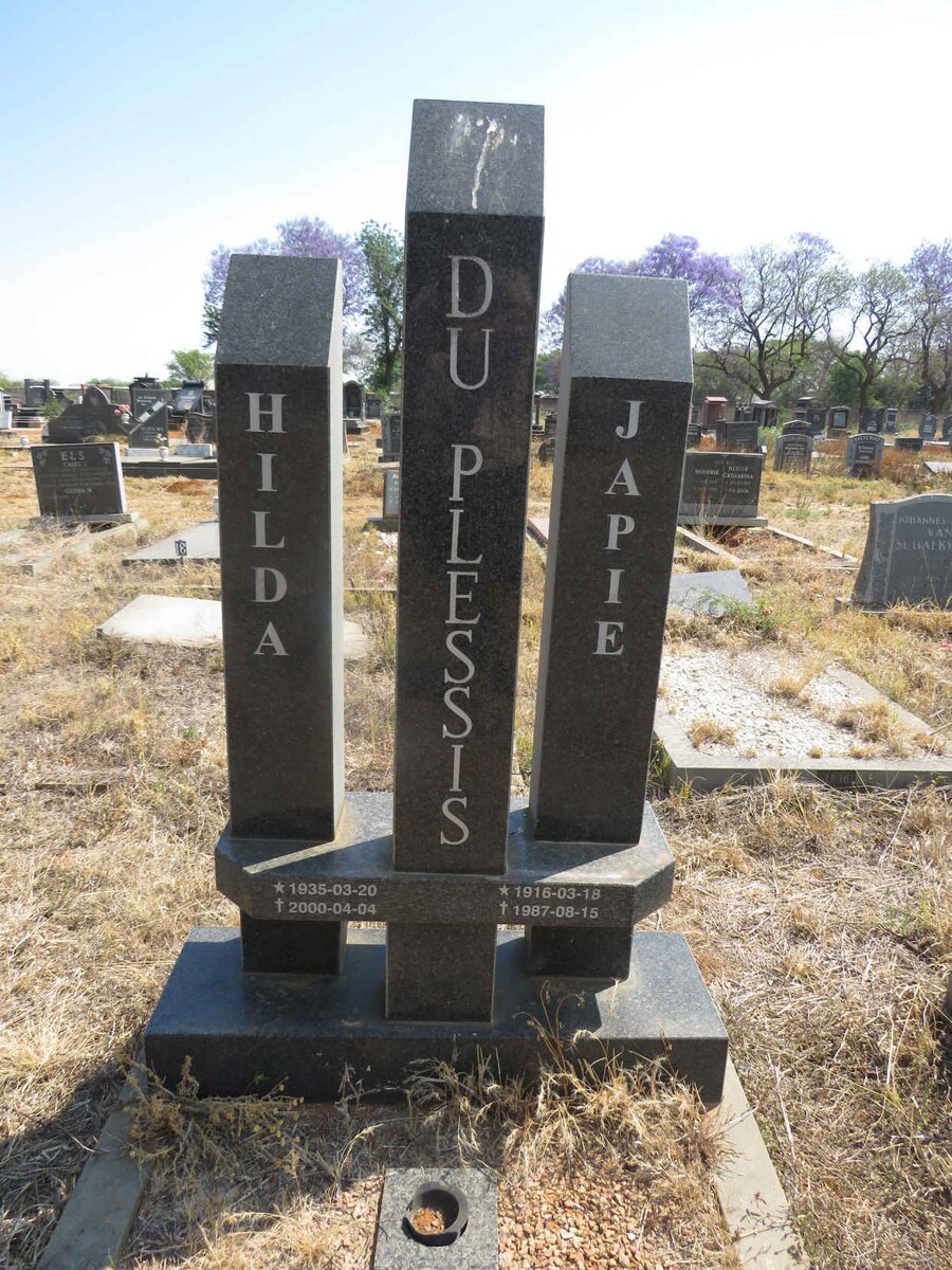 PLESSIS Japie, du 1916-1987 :: DU PLESSIS Hilda 1935-2000 