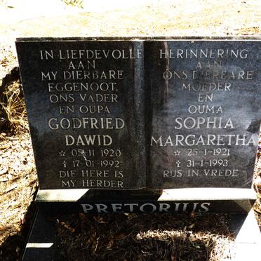 PRETORIUS Godfried Dawid 1920-1992 & Sophia Margaretha 1921-1993