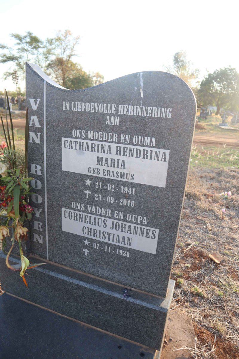 ROOYEN Cornelius Johannes Christiaan, van 1938- & Catharina Hendrina Maria ERASMUS 1941-2016
