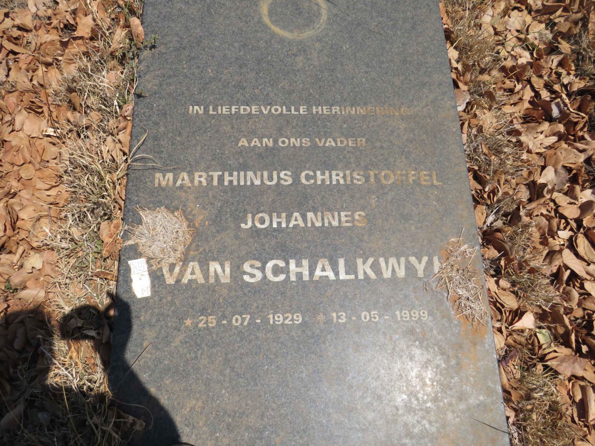 SCHALKWYK Marthinus Christoffel Johannes, van 1929-1999