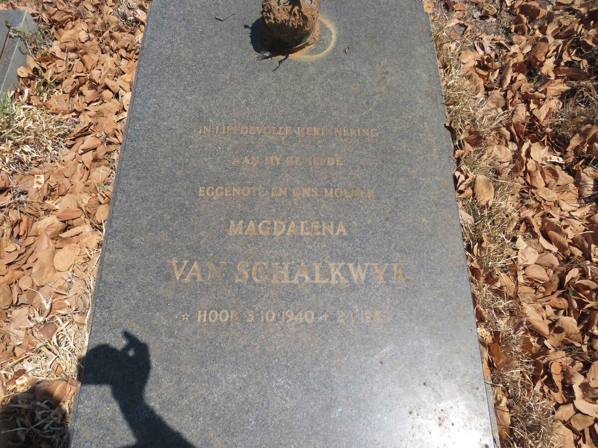 SCHALKWYK Magdalena, van 1940-1985