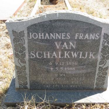 SCHALKWIJK Johannes Frans, van 1896-1988