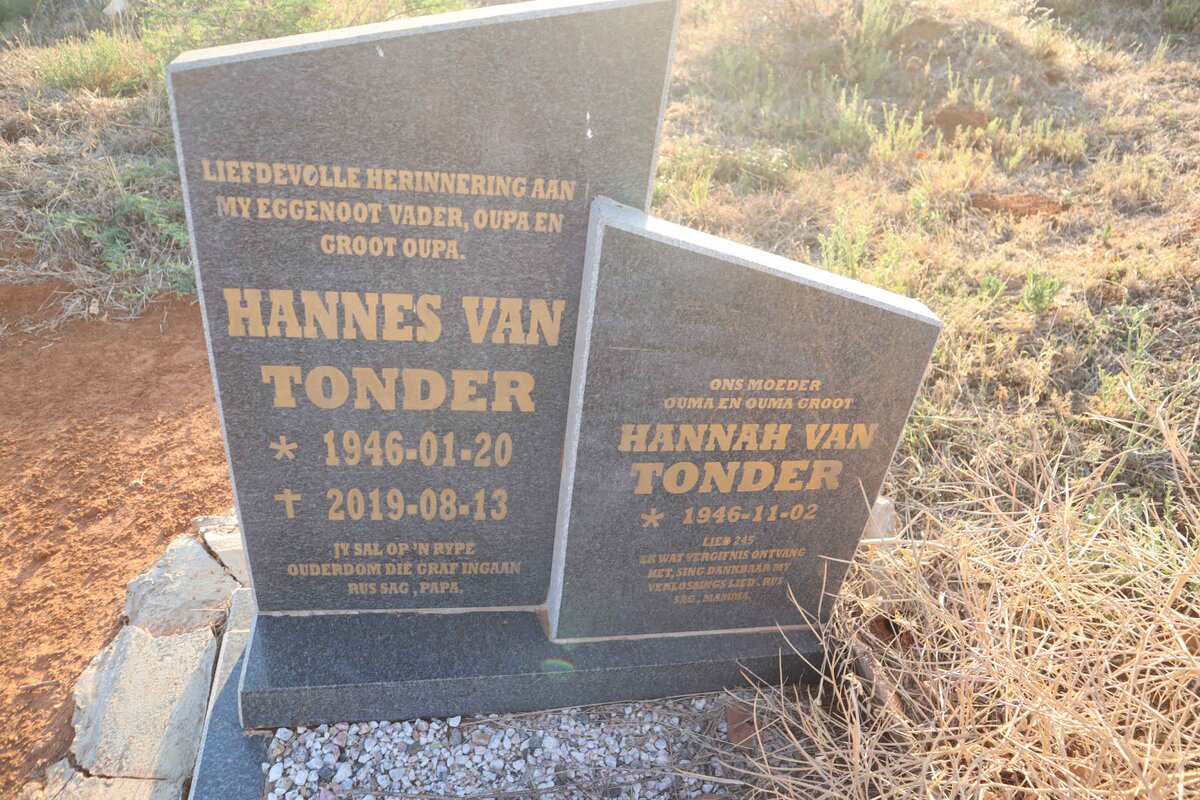 TONDER Hannes, van 1946-2019 & Hanna 1946-