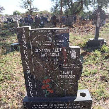 VUUREN Tjaart Stephanus, Jansen van 1930-2001 & Susanna Aletta Catharina 1939-2001