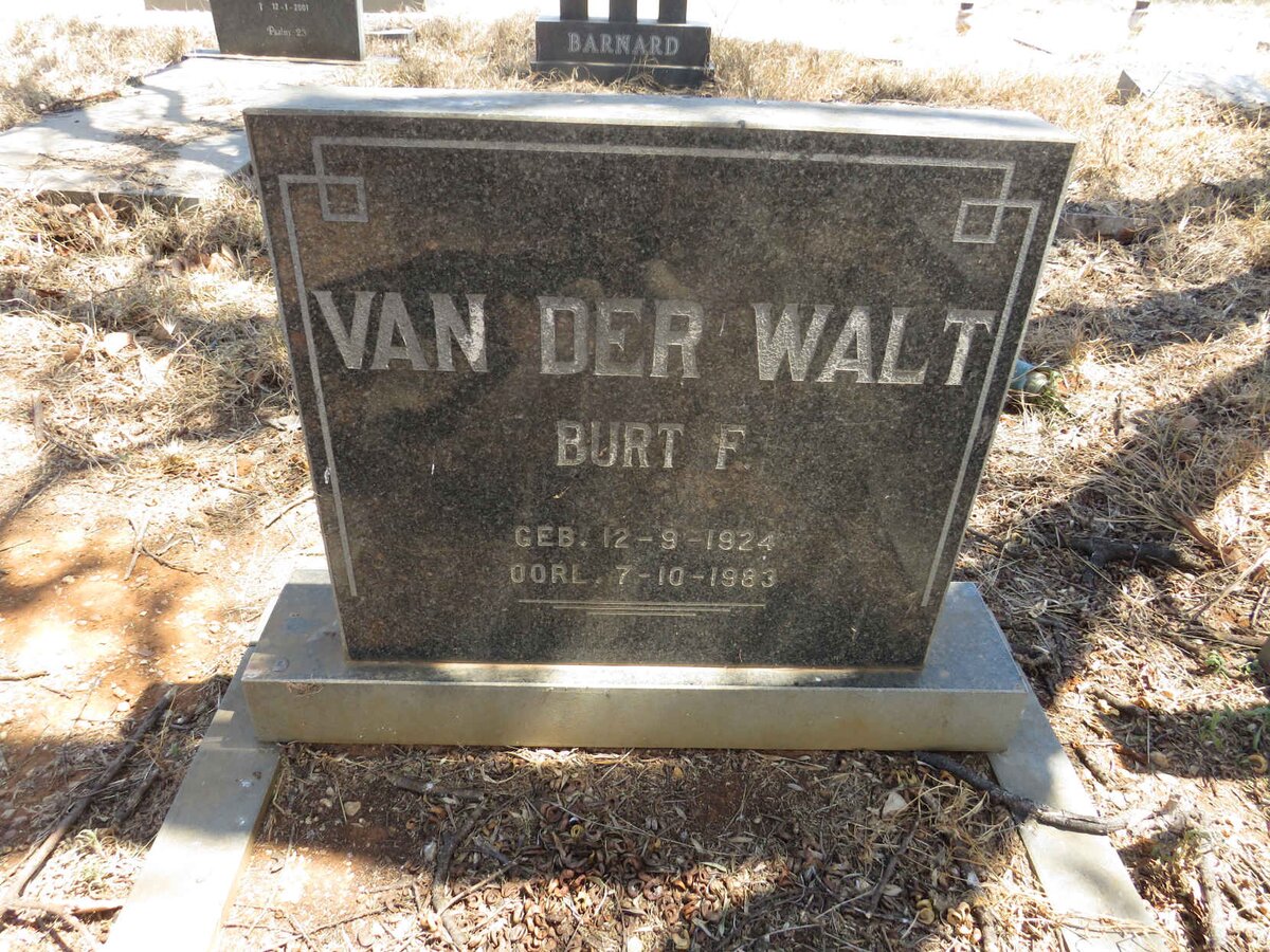 WALT Burt F., van der 1924-1983