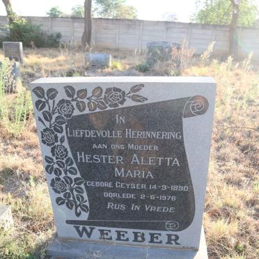 WEEBER Hester Aletta Maria 1890-1976