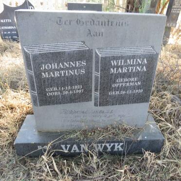 WYK Johannes Martinus, van 1921-1997 & Wilmina Martina OPPERMAN 1920-