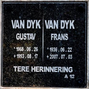 DYK Frans, van 1936-2007 :: VAN DYK Gustav 1968-1993