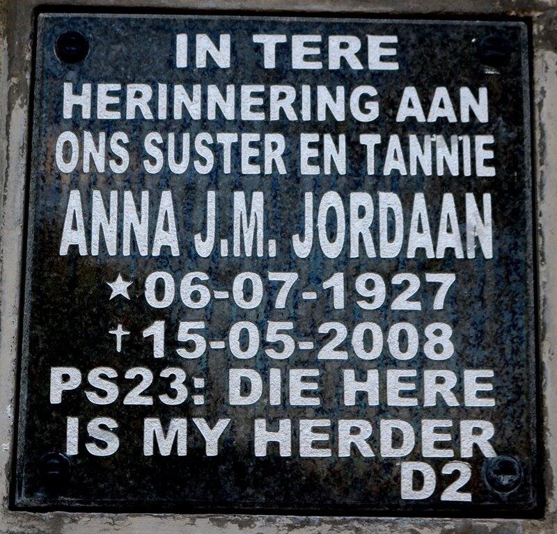 JORDAAN Anna J.M. 1927-2008