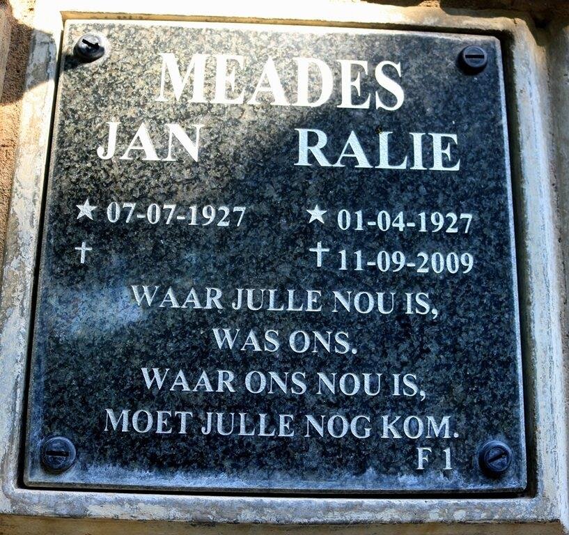 MEADES Jan 1927- &amp; Ralie 1927-2009