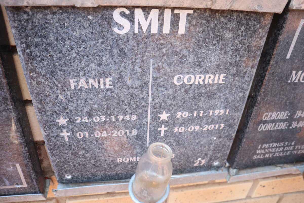 SMIT Fanie 1948-2018 &amp; Corrie 1951-2013