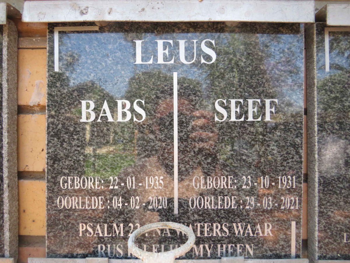 LEUS Seef 1931-2021 &amp; Babs 1935-2020